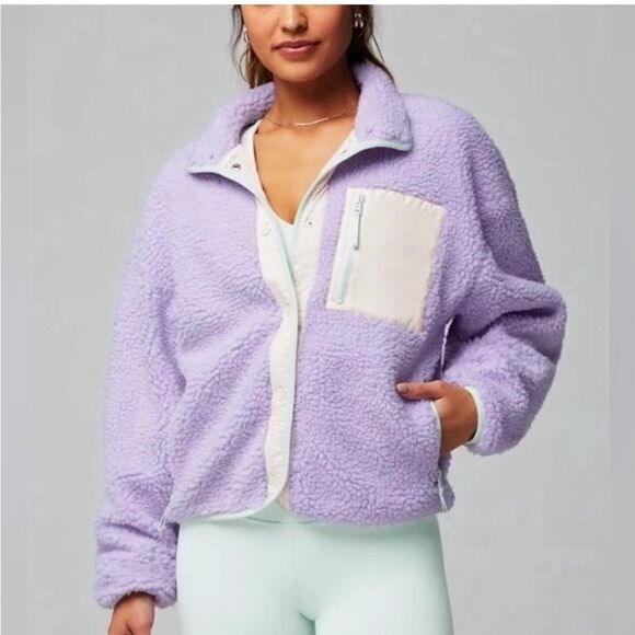 Fabletics Jackets & Blazers - Fabletics Sherpa lavender and cream jacket SZ XXL-1X